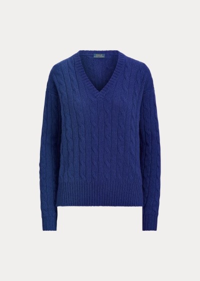 Sueter Polo Ralph Lauren Mujer Azul Rey Azules - Cable-Knit Cashmere - SFOHD7630